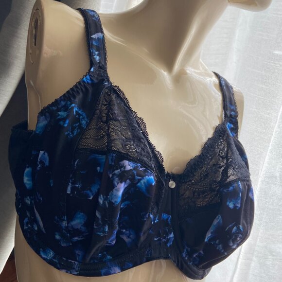 38H Elomi Morgan in colour "twilight" Black with blue floral bra El4110 - Picture 3 of 11